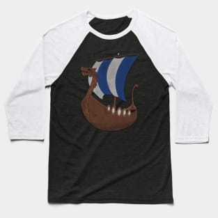 Viking Ship blue Baseball T-Shirt